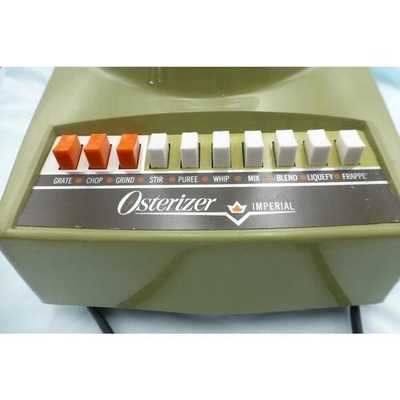 Vintage Osterizer Imperial Blender 10-Speed Olive Green Glass Jar Retro Kitchen - Picture 2 of 15